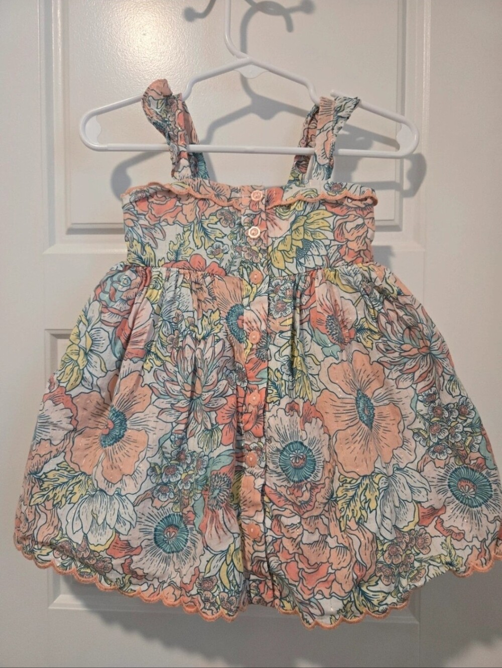 Haute Hippie Kids Floral Sundress - White with Peach & Teal Detail Size 12M